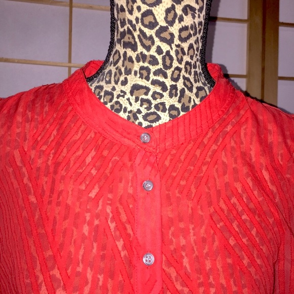 Vince Camuto sheer tunic red sleeveless sheer elegant burnout patterned XXL - Picture 5 of 15